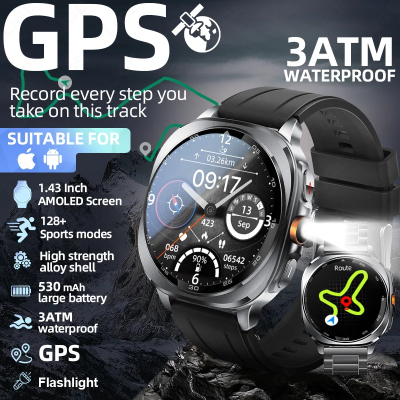 

LIGE GPS Smart Watch 3ATM 530mAh Battery Built-in GPS Compass Altitude Air Pressure Military Sport Bluetooth Call Smartwatch Men