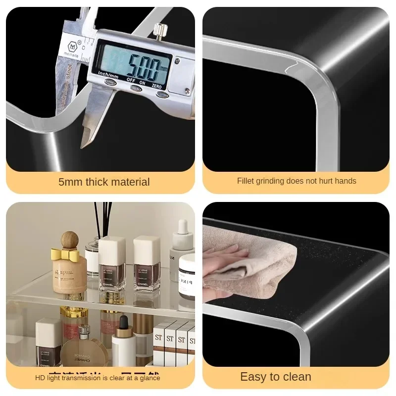 Thickened Acrylic Elevated Storage Rack Book Desktop Display Shelf U-shaped Shelf Office Schooll Desk Storage Supplies File Rack