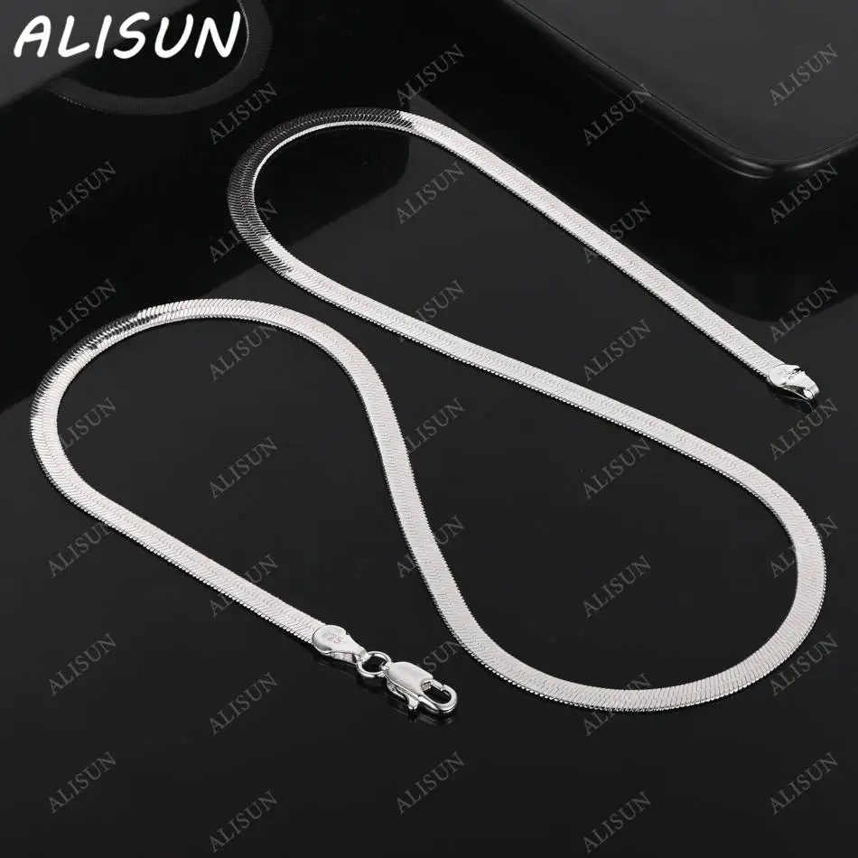 

ALISUN 925 Sterling Silver 4mm 45-60cm Geometric Necklace For Women Men Anniversary Gift Popular Wild Fashion Romantic Jewelry