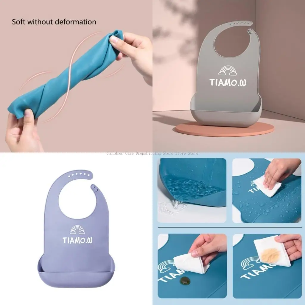 

Waterproof Adult Mealtime Anti-oil Silicone Bib Protector Disability Aid Apron