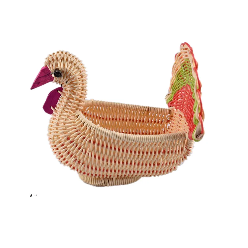 

Desktop storage basket, small turkey shaped home and department store, woven grass basket, rattan woven fruit basket