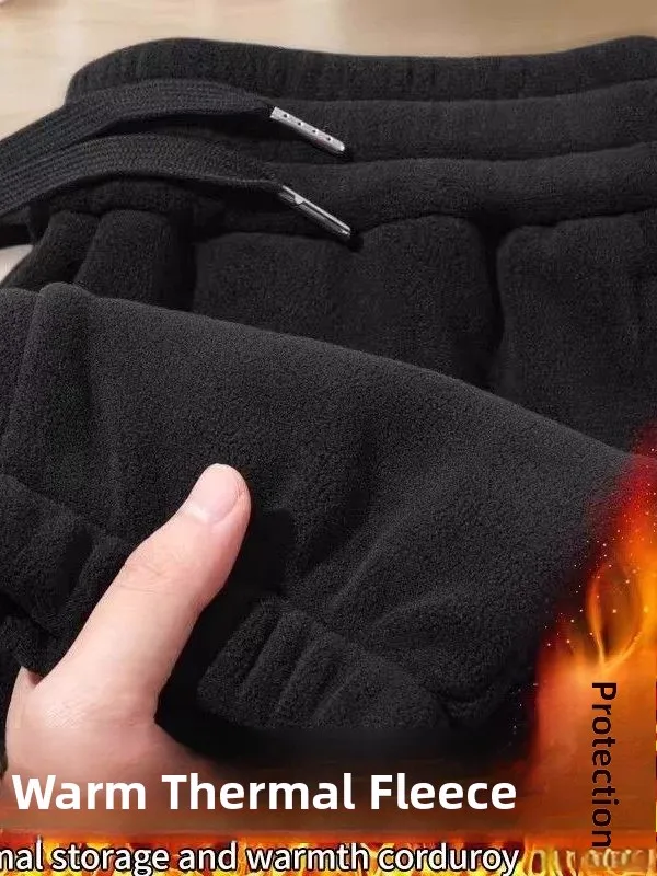 

Мужские теплые зимние брюки свободного кроя с двусторонней флисовой подкладкой, утолщенные, молодежные, модные, с эластичными манжетами