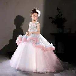 Jill Wish J120 Luxury Embroidery Pink Arabic Girl Dress Beades Princess Long Wedding Birthday Pageant Party Evening Ball Gown