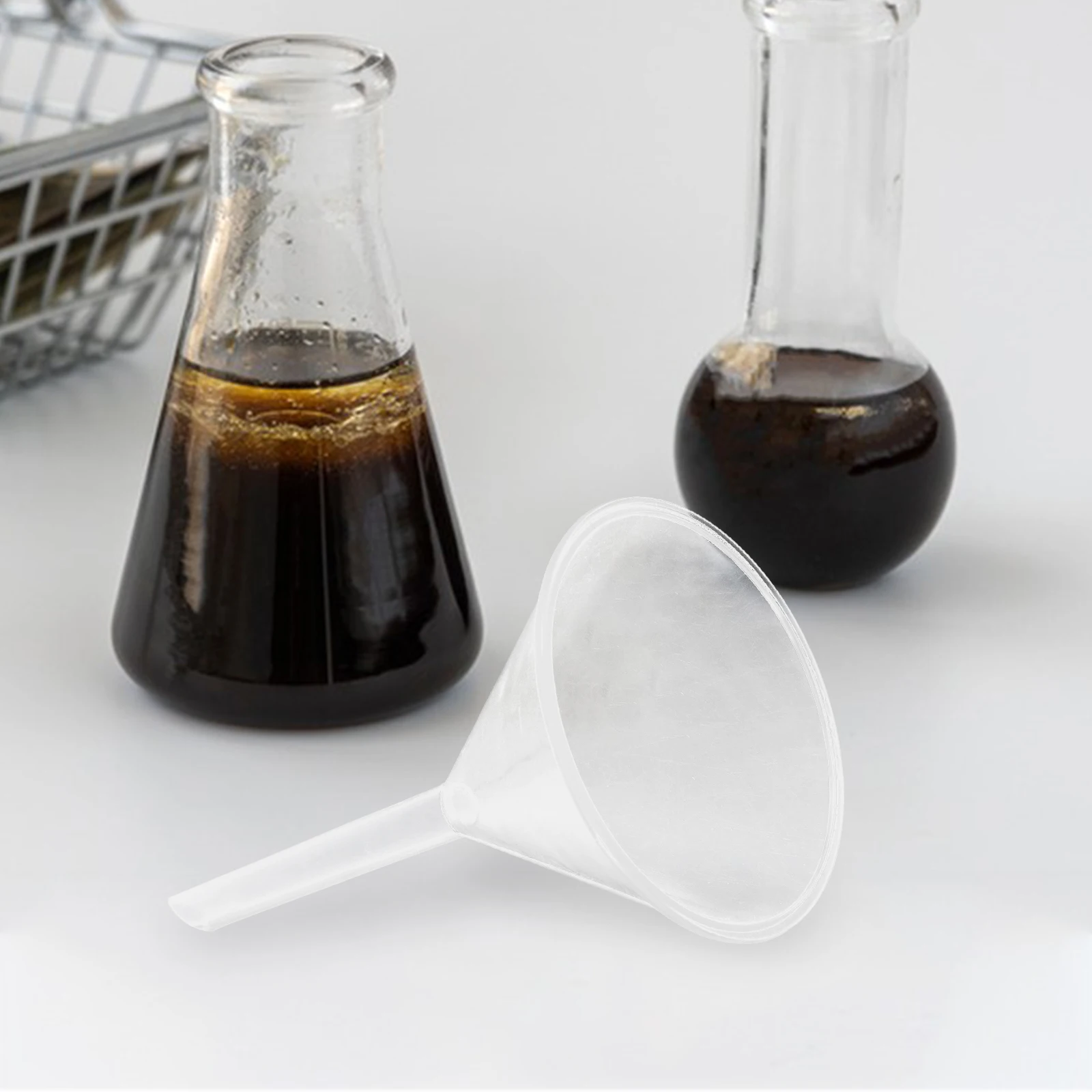 

5pcs Long Neck Funnel Tube Stem Small Large Narrow for Liquids Kitchen Garden Plastic Lightweight Storage