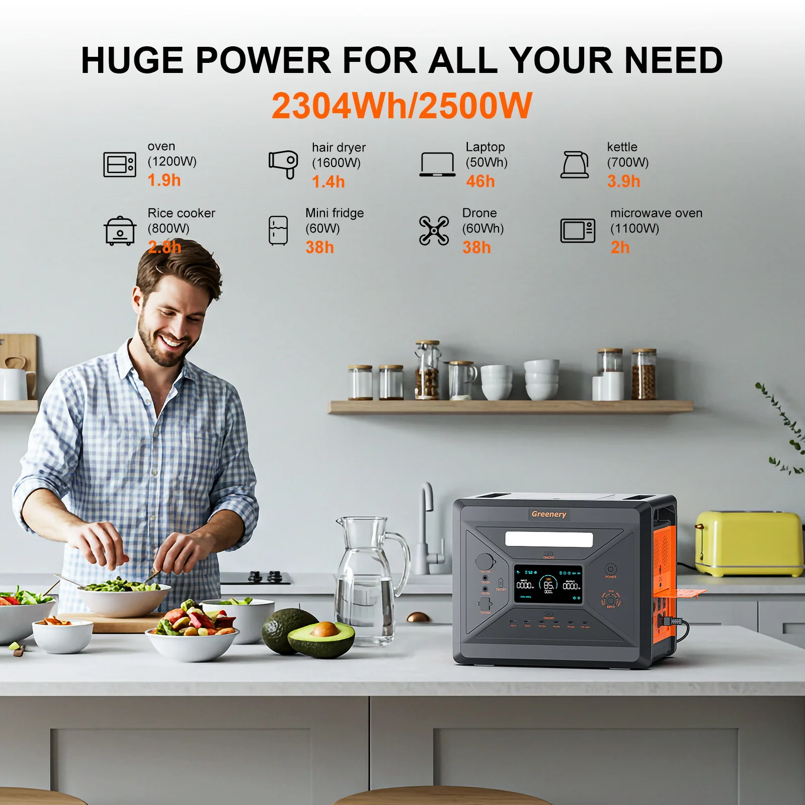 Verde 2304Wh Generatore Elettrico G2500 Camping 220v Silenzioso Balcone Impianto di Potere 400 Watt Pannelli Solari Caricatore Mobile Casa