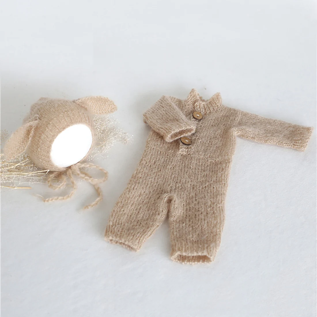 Newborn Knit Sheep Outfit Baby Crochet Mohair Bunny Romper Newborn Photo Props  Infant Chunky Onesie Suit Photography Props