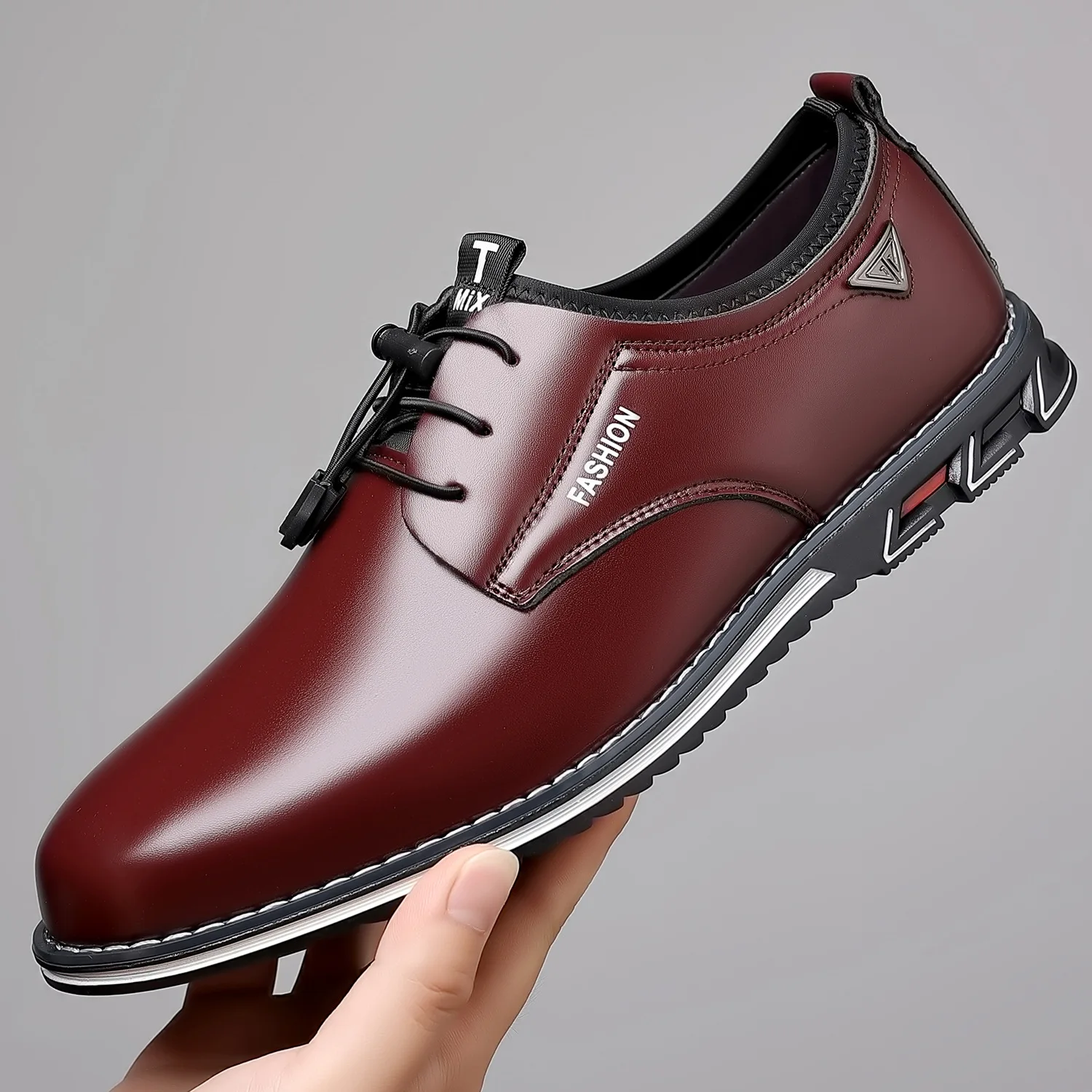 New Business Casual Shoes for Men Lace Up Formal Shoes for Male Black Leather Oxfords Plus Size Wedding Party Office Dress Shoes