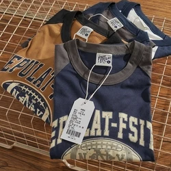 Autumn New American Retro Long-sleeved O-neck Letter Printed T-shirt Men's Fashion Simple 100% Cotton Washed Casual Sport Tops
