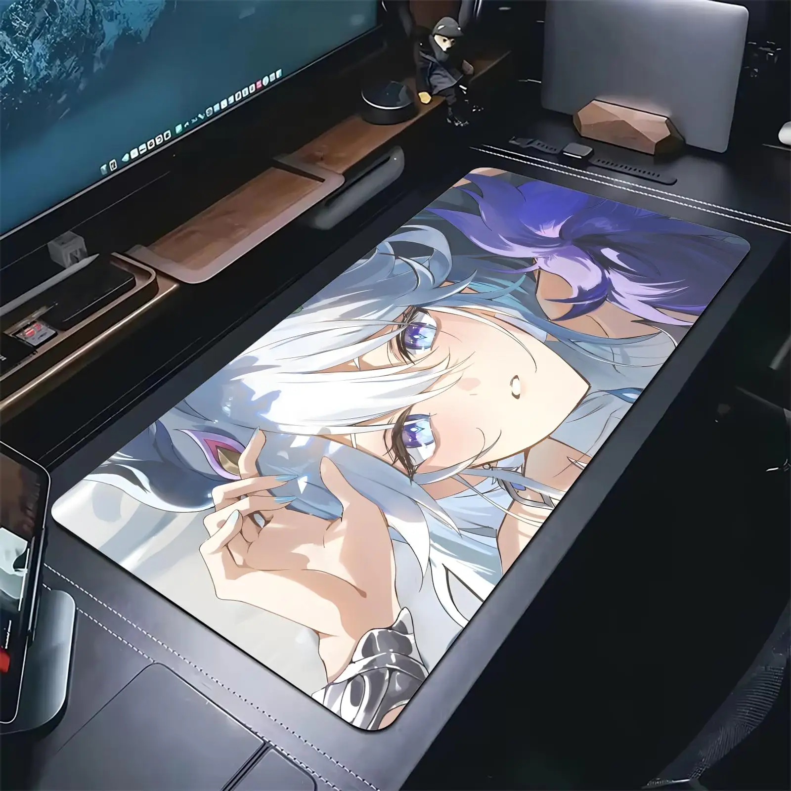 Genshin Impact Odette Pro E-Sports XXL Gaming Mousepad Extra Large Non-Slip Stitched Edge Keyboard Laptop Desk Mat For PC Gamer