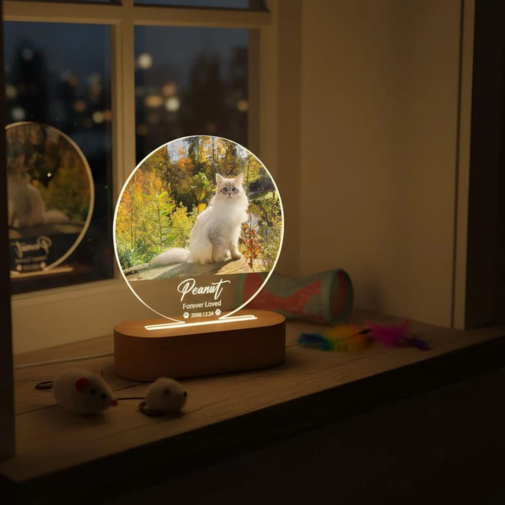 

Настраиваемый ночник с фото питомца, персонализированная мемориальная табличка-рамка для записи роста питомца, украшение с изображением питомца, запечатлевшее незабываемый момент