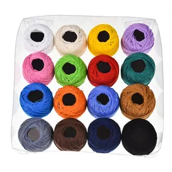 16 Pieces/Set Cotton Crochet Ball Portable Sweater Scarf Knitting Embroidery Sewing Thread Yarn Random Color Solid