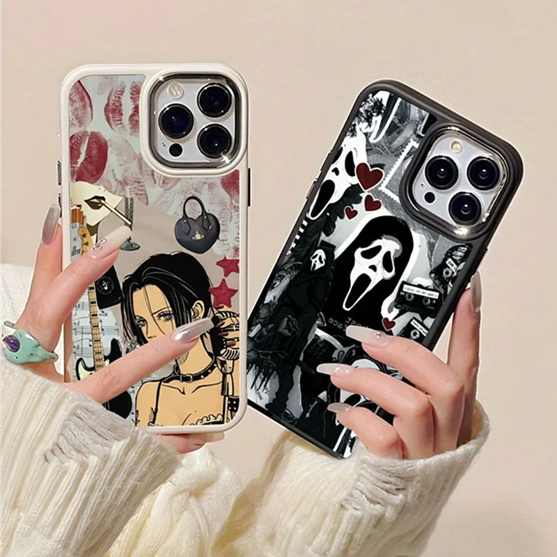 Comic Red Lipped Girl Terrifying Phone Case for iPhone 16 15 14 13 12 11 Pro Max Mini X XS XR SE 2 3 7 8 Plus Shockproof Cover