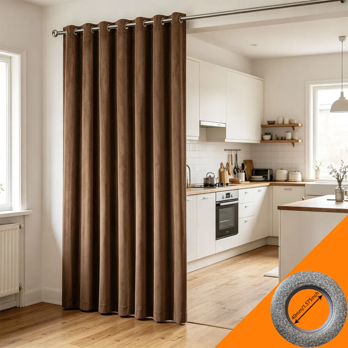

1 Piece Warm Dark Brown Velvet Curtain, Cozy Neutral Style Thermal Insulated Drape for Kitchen & Living Spaces Multiple colors a
