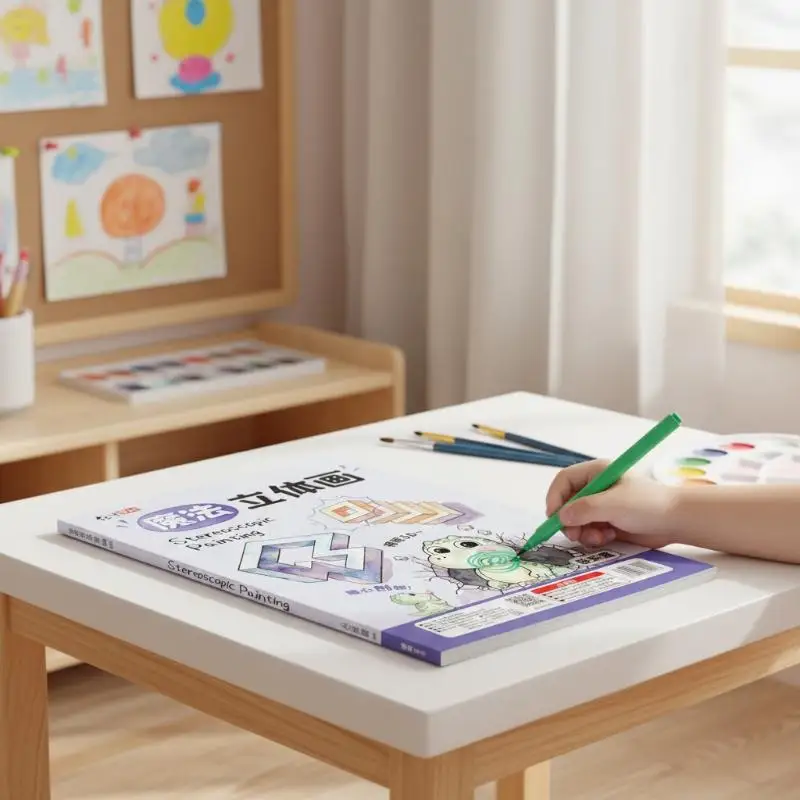 1‑4Pcs Magic 3D Stereoscopic Painting Book For Kids Improve Logical Thinking Spatial Imagination Art Learning Supply