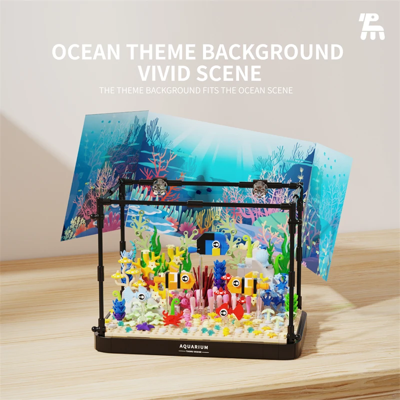 Aquarium building blocks fish tank underwater world scene Assembling toy ABS plastic Creative Home Decor gift for boys and girls - view 4