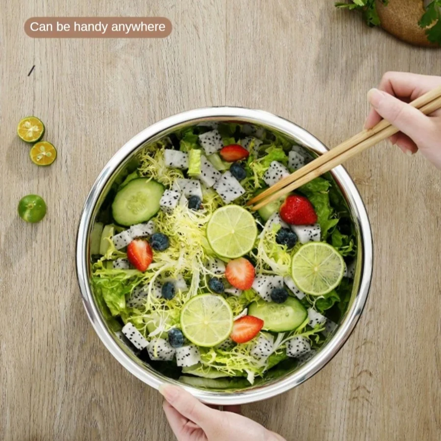 Picture 3: Stainless Steel Round Kitchen Cooking and Baking Kneading Bowl, Washing Fruit and Vegetable Bowl