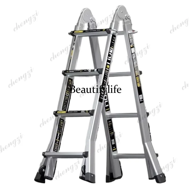 A81 Aluminum Alloy Telescopic Ladder Multifunctional Herringbone Design for Household and Engineering Applications