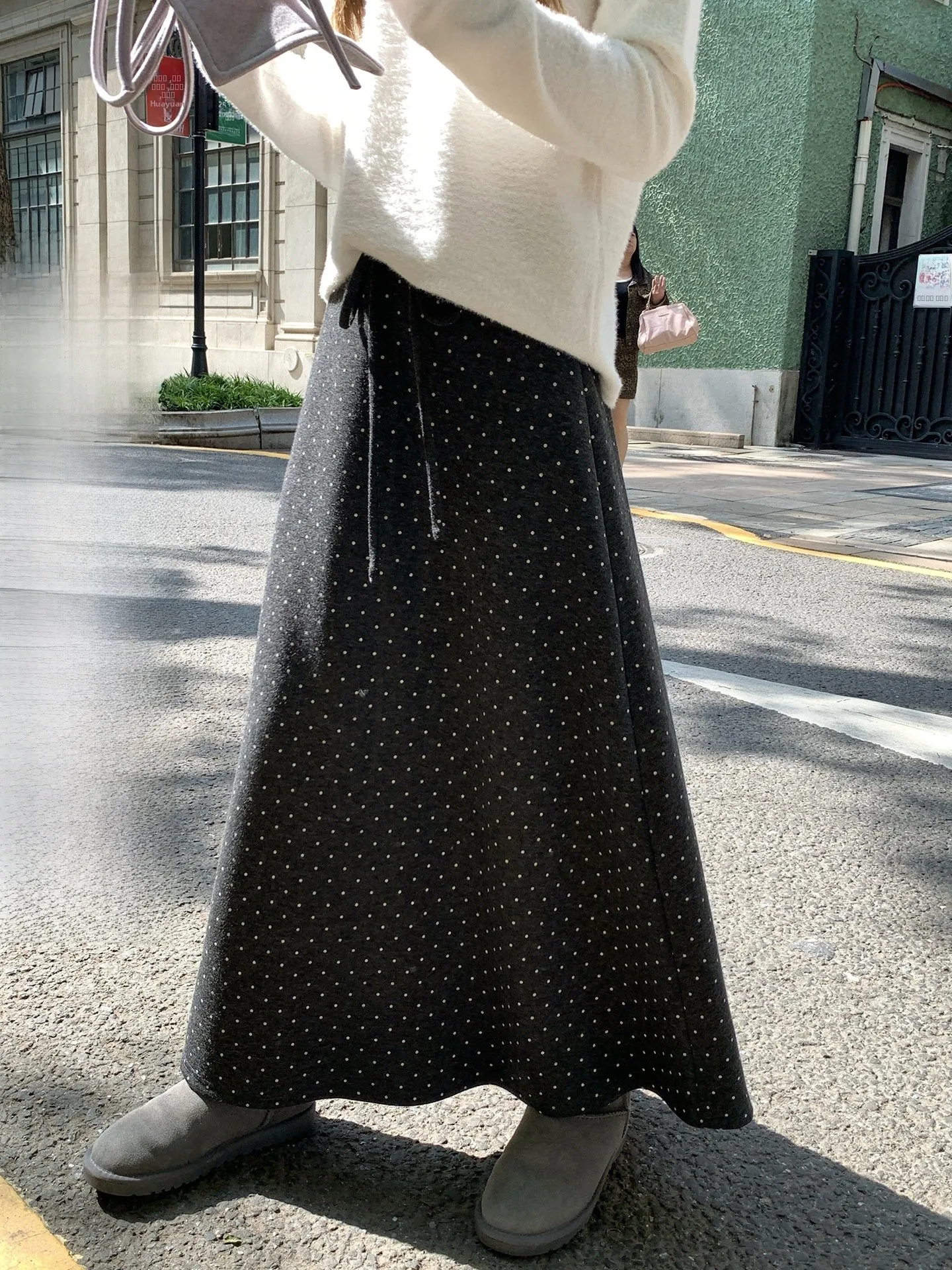 

Retro Korean Sle High Waist Slimming Polka Dot f-length Skirt Long Dr Holli Spring Summer 2024 Women's Faion