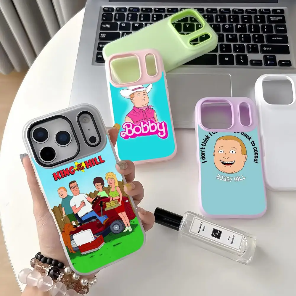 K-King Of The Hill Phone Case For iPhone 17 16 15 14Pro Max Crystal phone case double-layer bright liquid