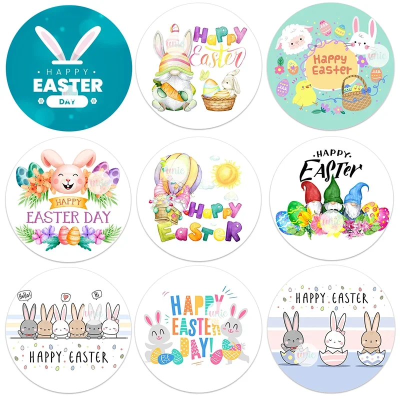 Happy Easter Stickers Cute Rabbit Gnomes Bunny Egg Self Adhesive Seal Label Sticker for Easter Party Gift Bag Decor