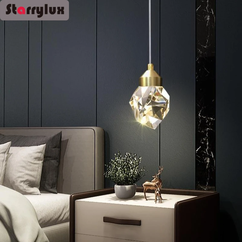 

Elegant Bedside Chandelier Modern Crystal Light Minimalist Hallway Pendant