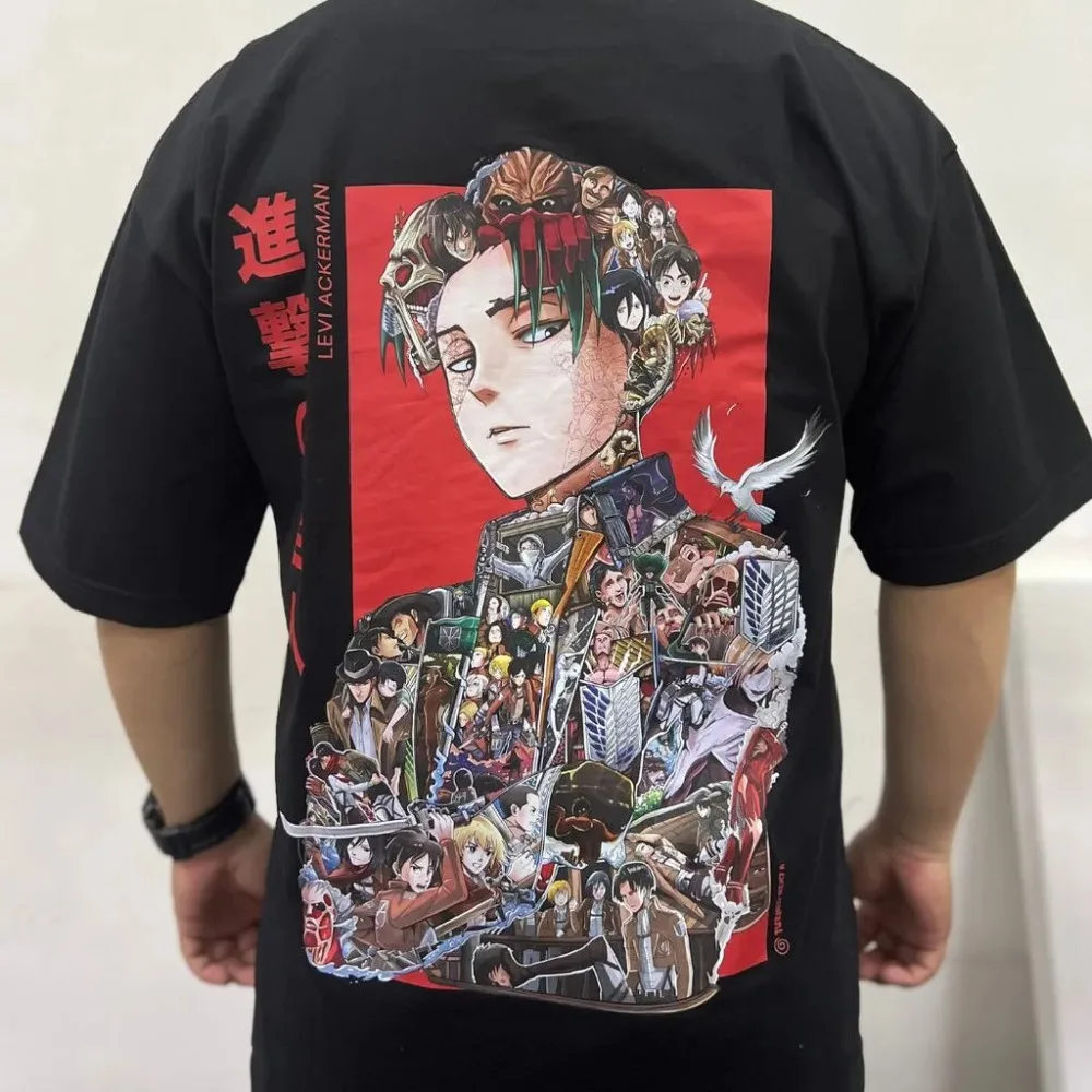 Camiseta de Ataque a los Titanes para Hombre y Mujer, Camiseta de Anime de Levi Ackerman, Camiseta de Manga Corta para Niños de Verano y Primavera, Conjuntos de Padres e Hijos Y2k