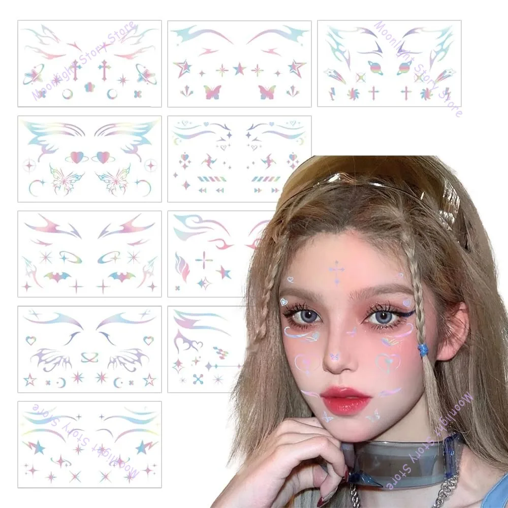 10 個のアイシャドウステッカー一時的な顔の眉毛ステッカーハロウィンカーニバルパーティーコスプレ音楽祭の装飾用
