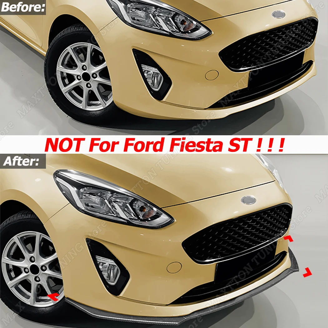 Front Bumper Lip Body Kit Exterior Trim Windproof Spoiler Accessories For Ford Fiesta MK7 2017-2024 3 door/2017-2021 5 door ABS