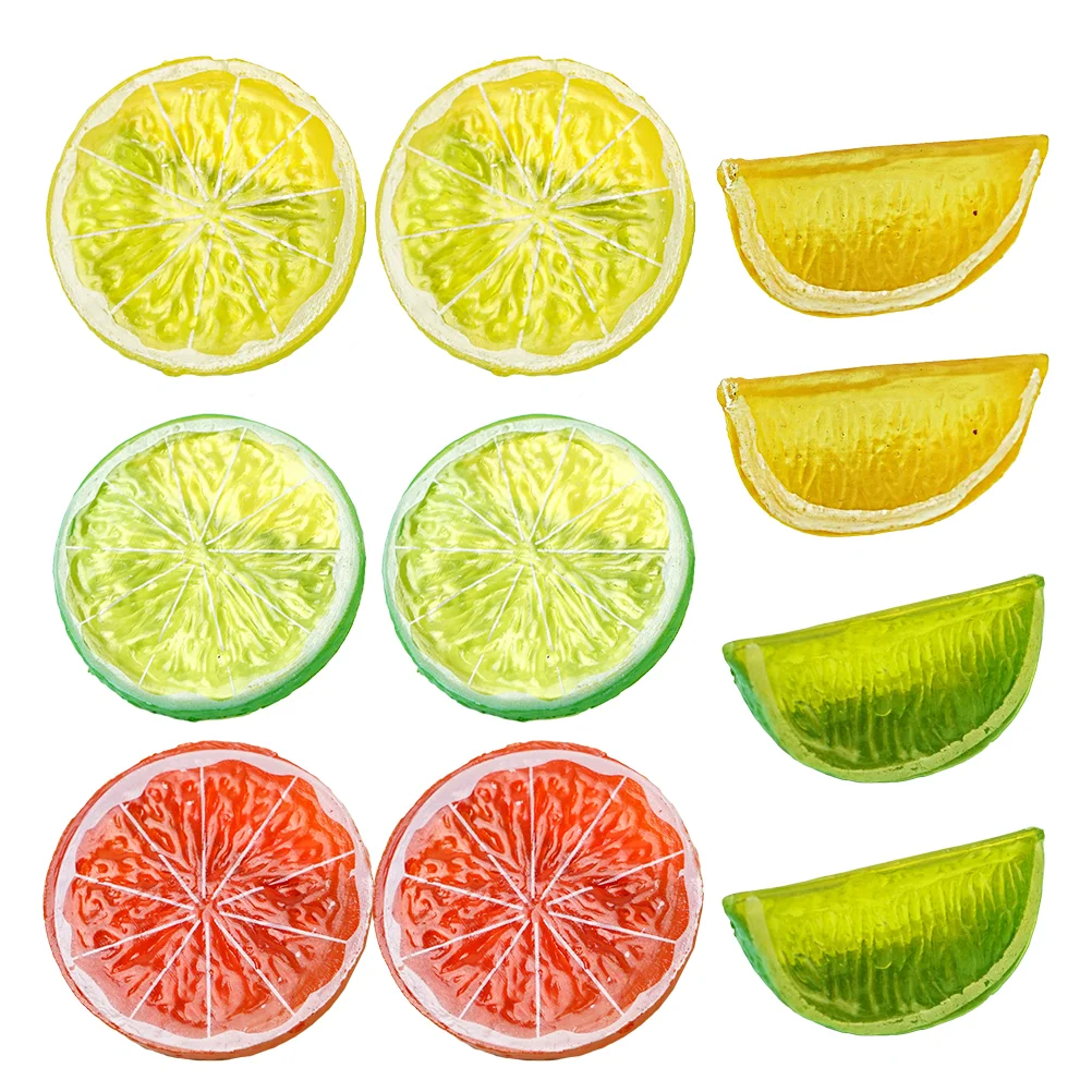 10 Pcs Imitation Lemon Decoration Cocos Slice Simulation Blocks Fruit Model Plastic Slices Props Decors Pvc Fake Dried Orange