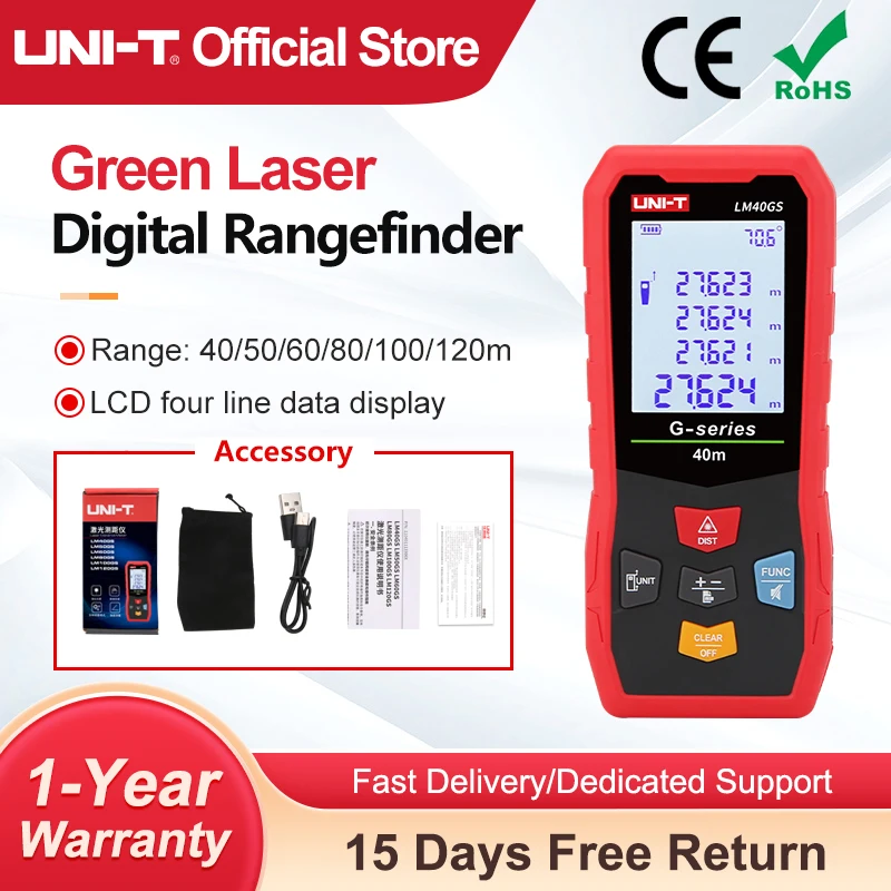 UNI-T Green Laser Distance Meter LM-GS Series 40m 50m 60m 80m 100m 120m Laser Rangefinder Digital Tape Measure Angle Measurment