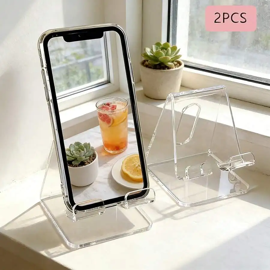 

2pcs Multi-Piece Boxed Desk Phone Stand • Non-Slip Base & Charging-Compatible For Smartphones/Tablets • Adjustable