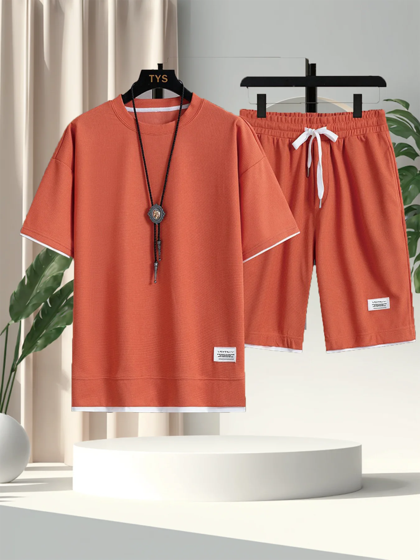 2025 Summer Men's Short Sleeve+Shorts Set Loose Youth Handsome Short Sleeve Shorts Two Piece Set Trendy Casual