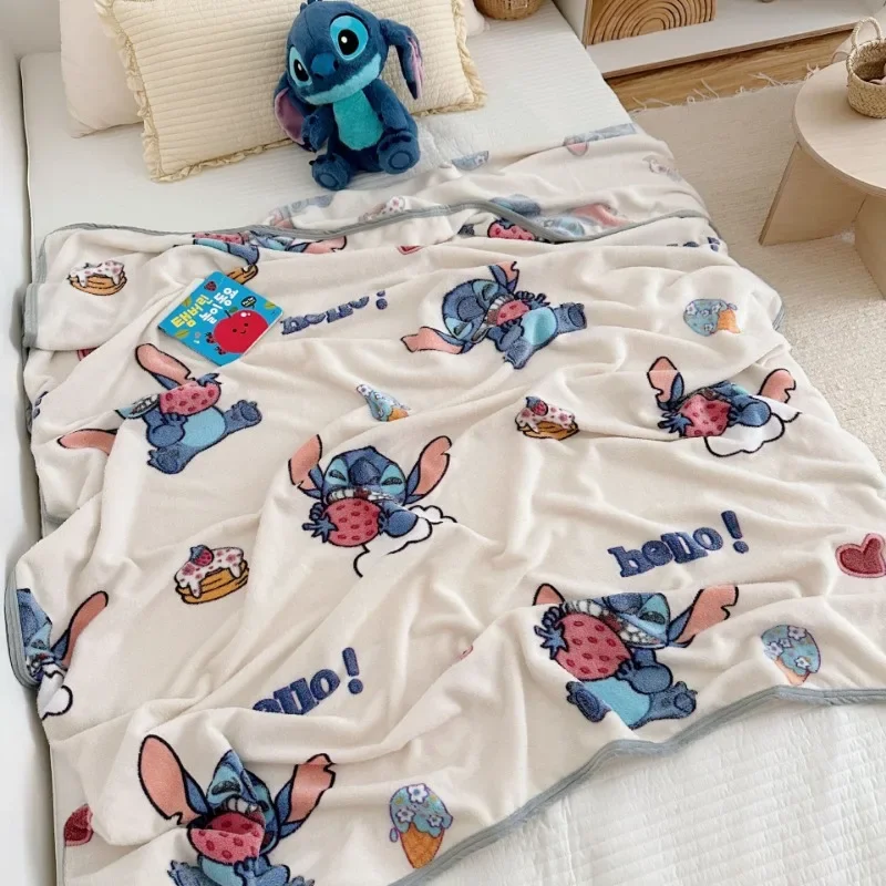 Disney Snowflake Velvet Cartoon Anime Kawaii Lilo&Stitch Printed Accessories Sofa Office Napping Coral Velvet Blanket