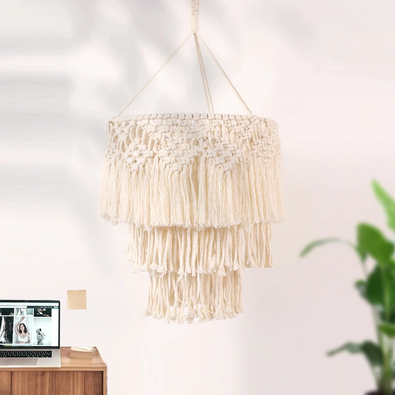 Boho Lamp Shade Handmade Macrame Lamp Shade Pendant Light Bohemian Hanging Light