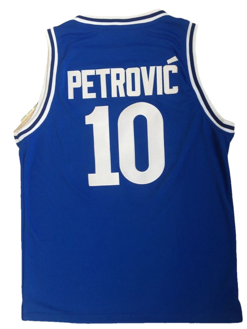 Movie CIBONA PETROVIC #10 Basketball Jersey Sports Shirt Breathable Quick Drying Blue Tops LOGO Sewing Embroidery