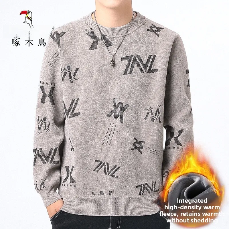 

Мужской утепленный вязаный свитер из вельвета TUCANO: повседневный, универсальный, для ношения под одеждой, зимний, теплый, с длинным рукавом, круглым вырезом, из полиэфирного волокна.