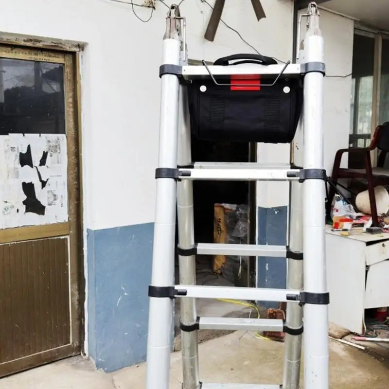 Telescoping Ladder เครื่องมือพกพากระเป๋าพร้อมกระเป๋าหลายกระเป๋าบันไดบันไดแขวนกระเป๋าจัดเก็บข้อมูล y4qc