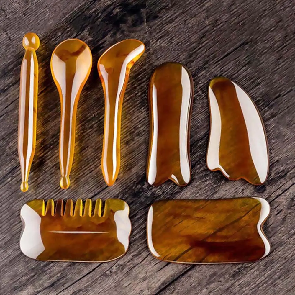 Placas de relajación para SPA, herramienta de cuidado de la piel con punto de disparo, Estiramiento facial, masajeador de raspado corporal, tablero Guasha, palos de masaje facial para raspar