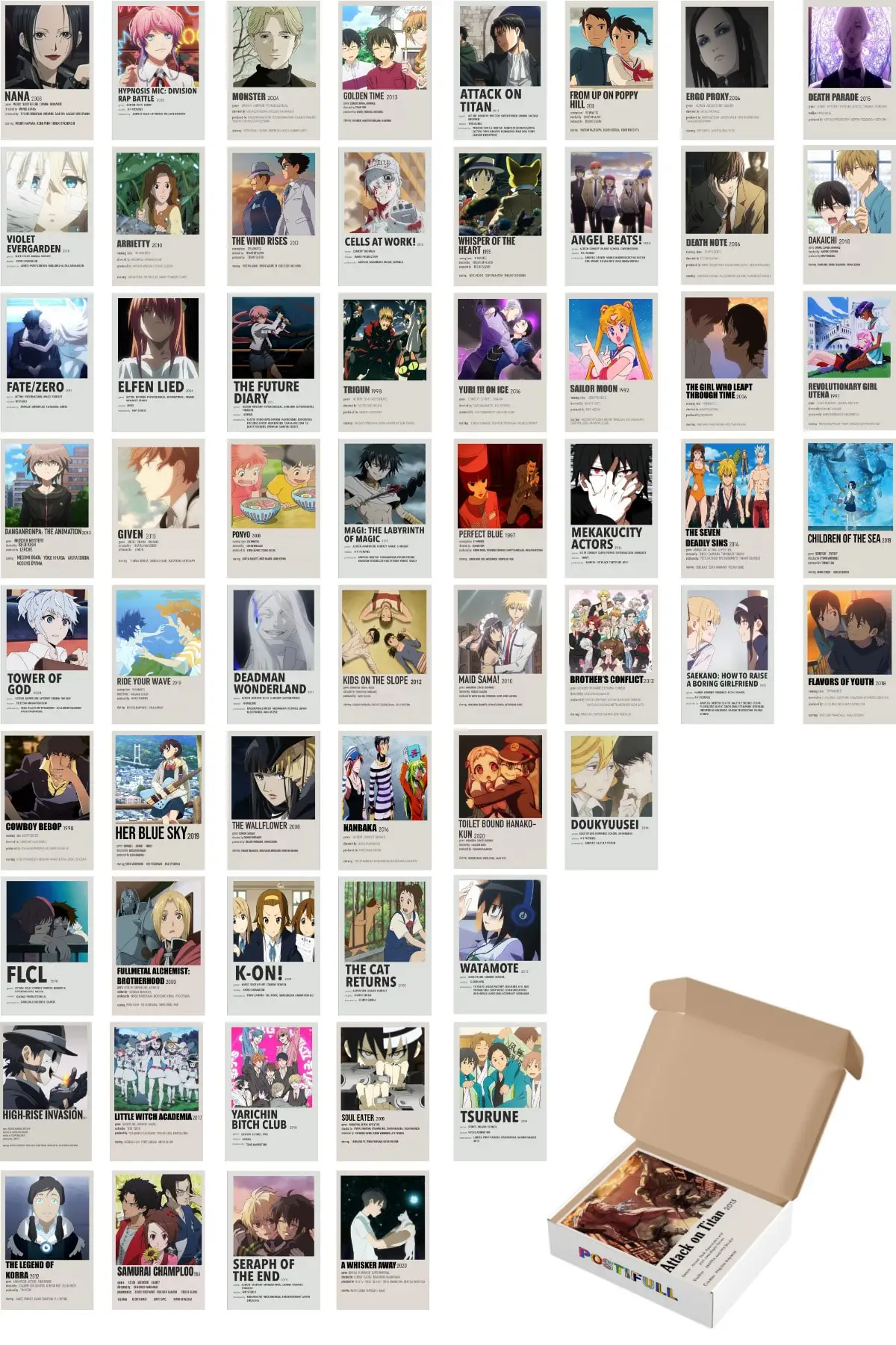 Anime Polaroid Wall Poster Set-Poster Collage Set-60 Pcs-Thick Coated Paper-10cm * 14cm