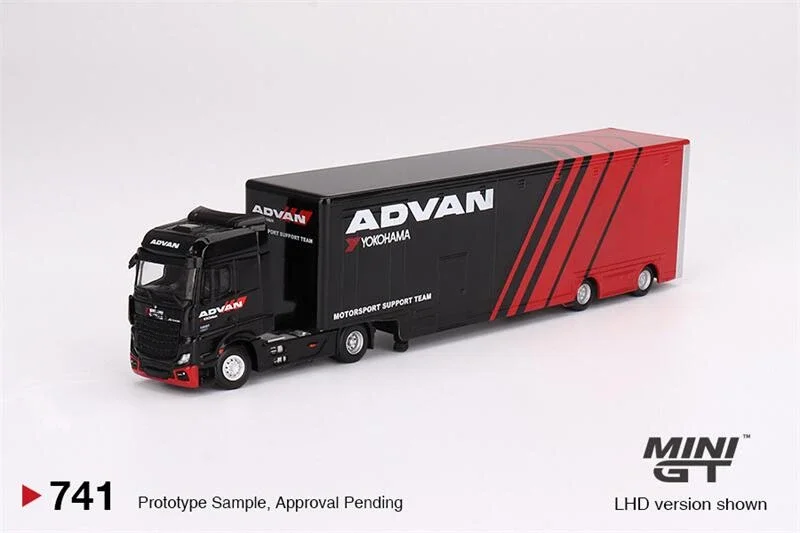 MINI GT 1:64 MB Actros w/ Racing Transporter ADVAN Diecast Model Car