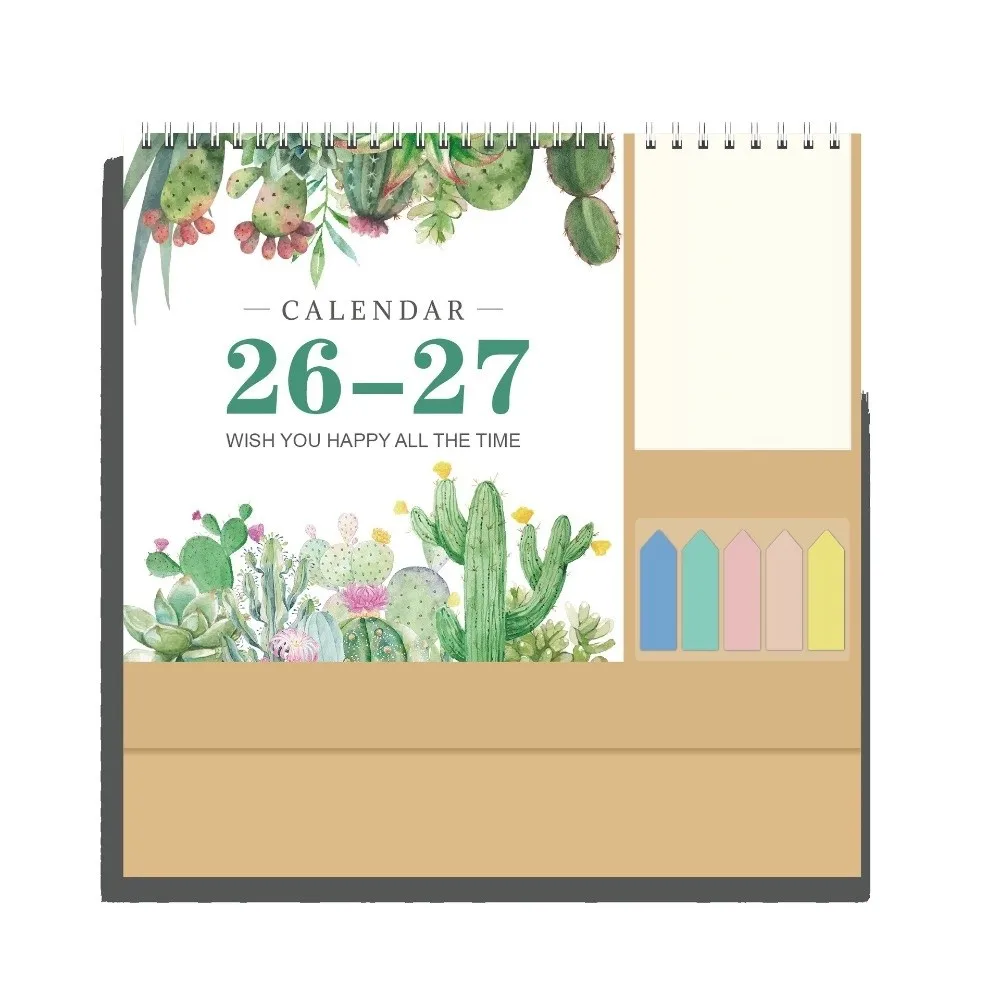 

Настольный календарь из плотной бумаги на июль 2026 - июнь 2027 с двойной спиральной пружиной, ежедневный планировщик, креативный дизайн, бумажный календарь