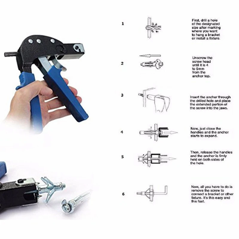 NEW-Hollow Wall Anchor Metal Setting With M4 M5 Mixed Screw Set Cavity Plasterboard Fixing Car Body Repair Tool