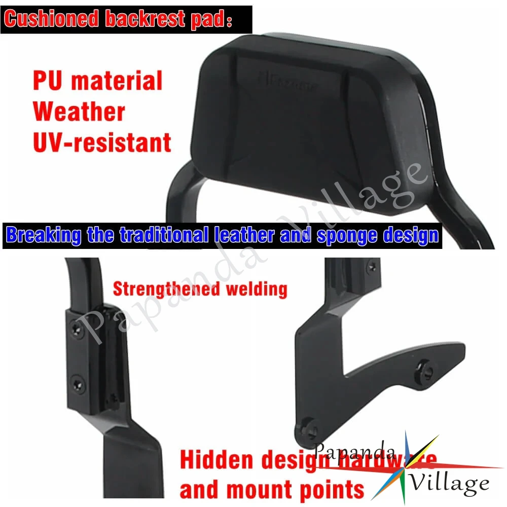 Sissy Bar Detachable Backrest Rear Passenger Seat Luggage Rack For Harley Dyna Low Rider Street Bob Super Wide Glide Switchback view 2