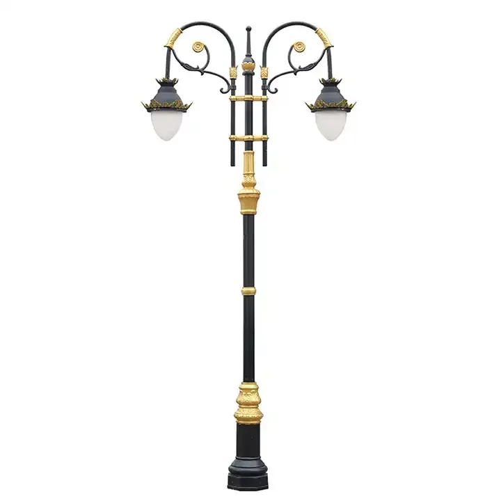 Outdoor European Style Luxury Antique Landscape Cast Aluminum Garden Street Lighting Pole for Villas Community Lamp Light