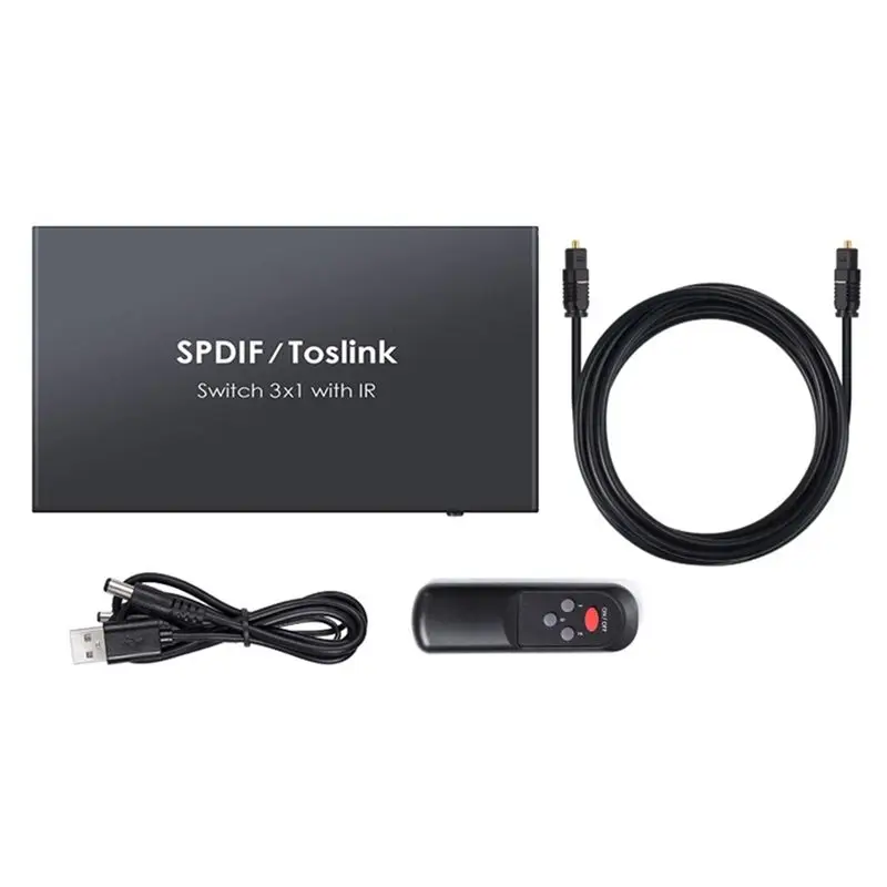 Stylish-Optical Switcher Spdif Toslink Optical Digital Audio Splitter 3 In1 Out Withir Remote Control Optical Cable
