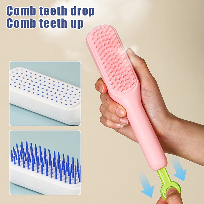 Portable Hair Comb Detangling Hair Brush Self-Cleaning Telescopic Anti Static Head Massager Travel Combs Hair Styling Accessorie