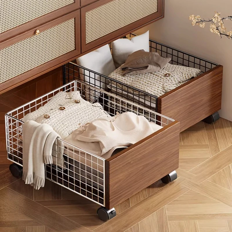 

Dirty clothes storage basket under bathroom cabinet with wheel push-pull type dirty clothes basket Dirty