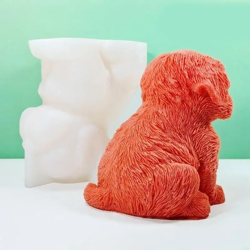 3D Sitting Dog Silicone Mold Handmade Desktop Decoration Gypsum Ornaments Epoxy Resin Mould