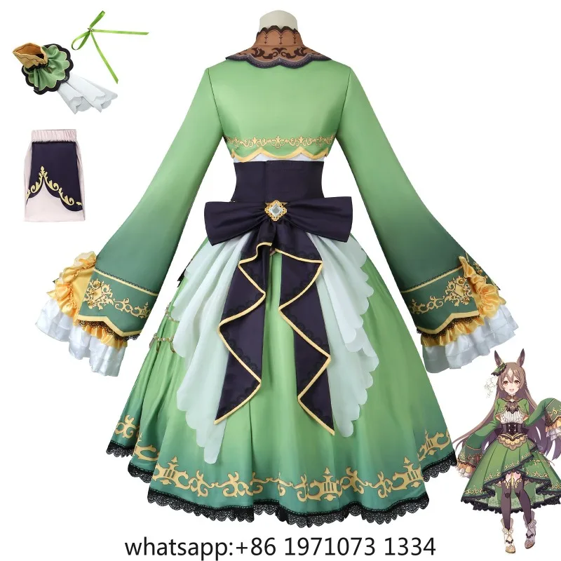 Game Umamusume: Pretty Derby Satono Diamond Cosplay Costume wig Sweet Green Uniform Dress Halloween Party Role Play suit