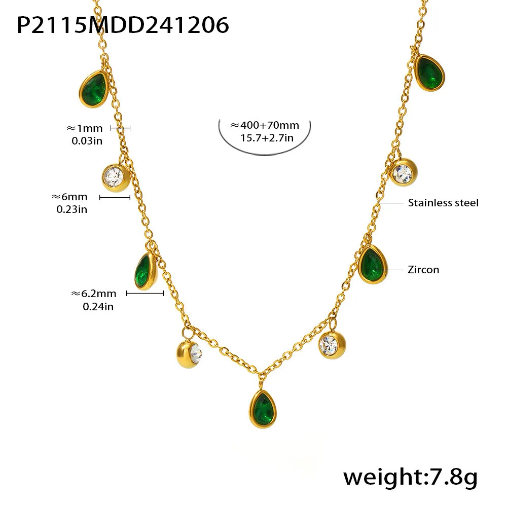 Women's Gold Plated Zircon Water Drop Pendant Necklace